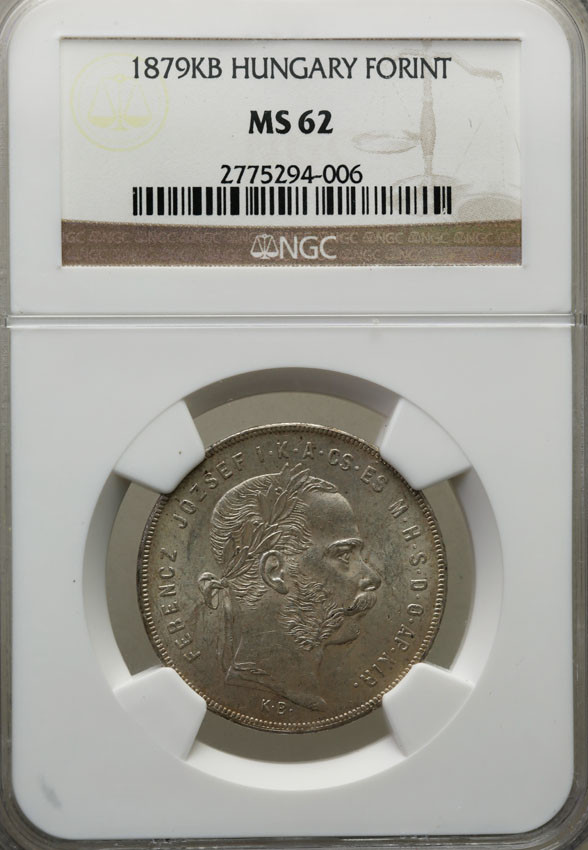 Węgry. Forint 1879 Kremnica NGC MS62